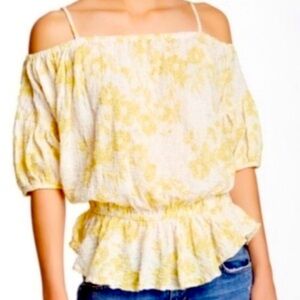 Free People Off Shoulder Great Condition Small Petite Floral Yellow